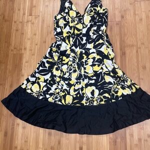 Floral Black and Yellow Women's Dress